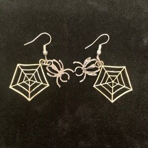 Gold and Silver Spider Web Earrings